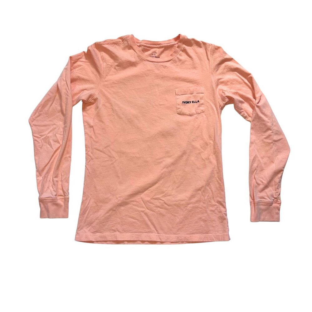 Ivory Ella Long Sleeve Peach Elephant Logo Tee XS